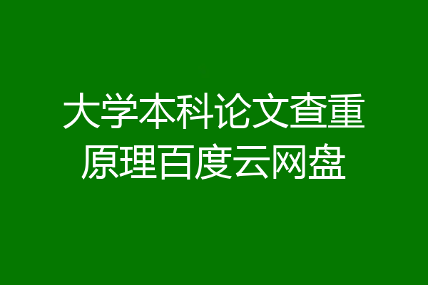 大学本科论文查重原理百度云网盘