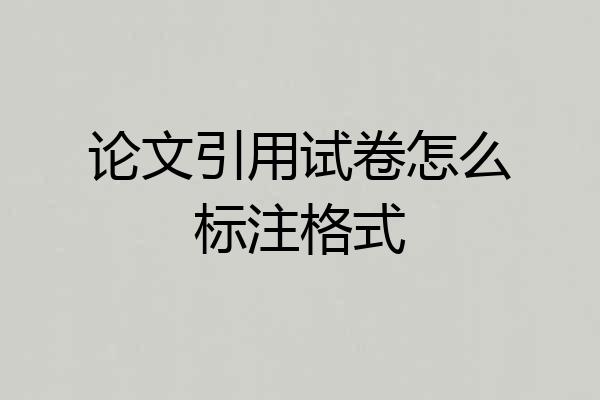 论文引用试卷怎么标注格式