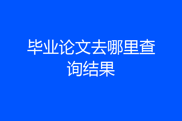 毕业论文去哪里查询结果