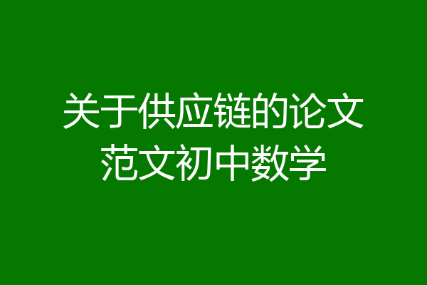 关于供应链的论文范文初中数学