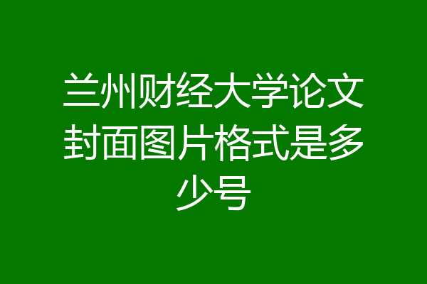 兰州财经大学论文封面图片格式是多少号