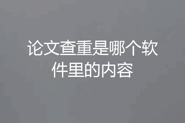 论文查重是哪个软件里的内容