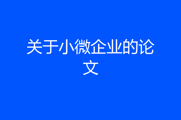 关于小微企业的论文