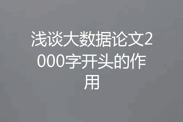 浅谈大数据论文2000字开头的作用