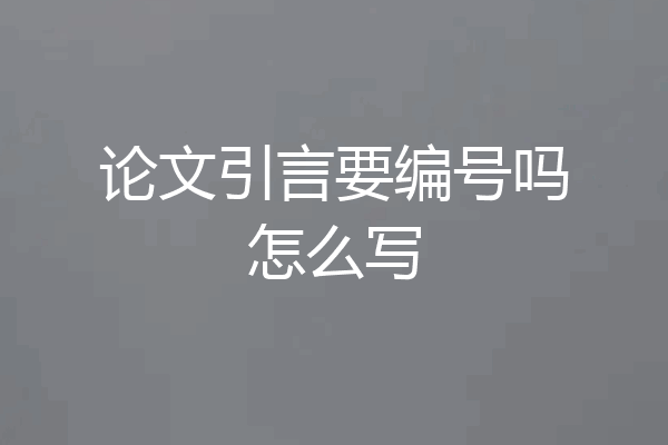 论文引言要编号吗怎么写