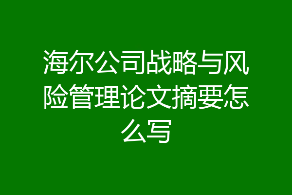海尔公司战略与风险管理论文摘要怎么写