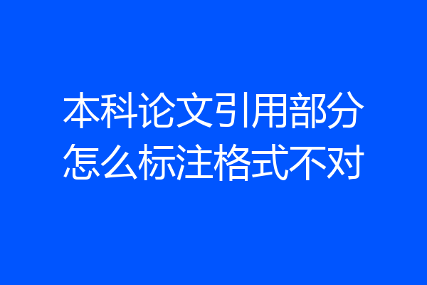 本科论文引用部分怎么标注格式不对