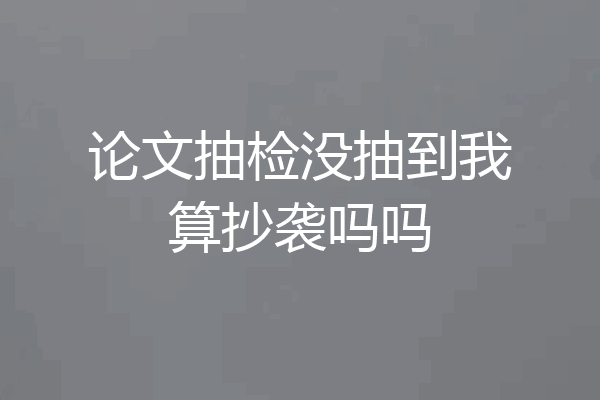 论文抽检没抽到我算抄袭吗吗