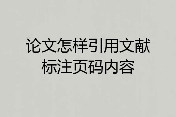 论文怎样引用文献标注页码内容