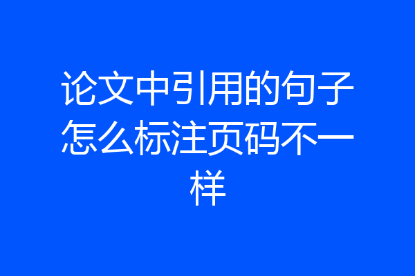 论文中引用的句子怎么标注页码不一样
