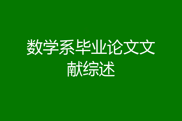 数学系毕业论文文献综述
