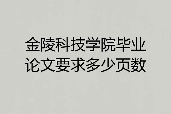 金陵科技学院毕业论文要求多少页数