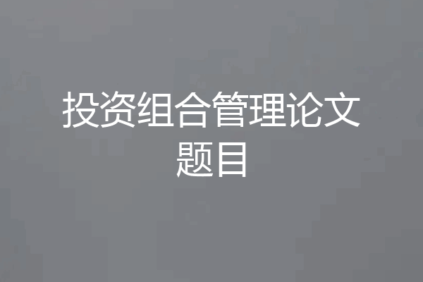 投资组合管理论文题目