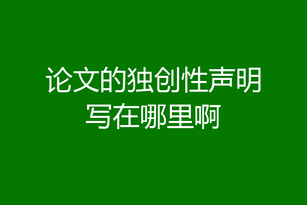 论文的独创性声明写在哪里啊