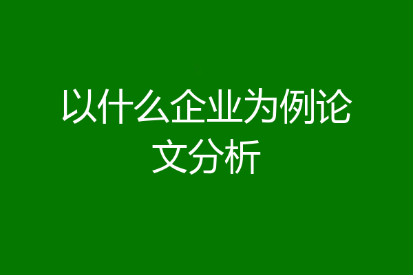 以什么企业为例论文分析