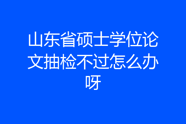 山东省硕士学位论文抽检不过怎么办呀