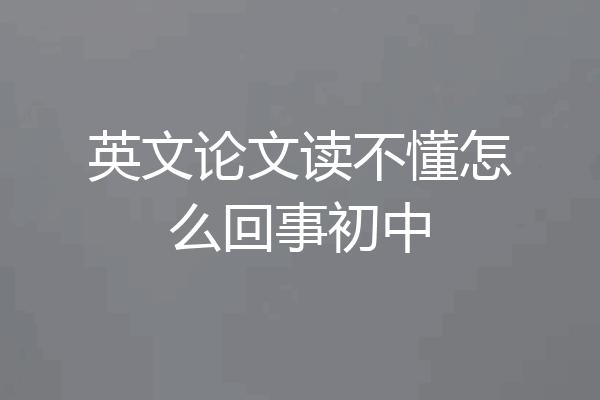 英文论文读不懂怎么回事初中