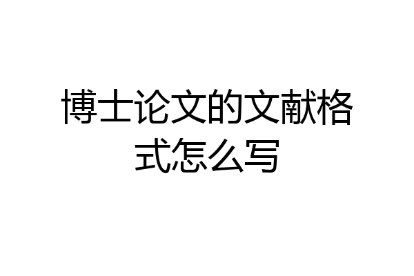 博士论文的文献格式怎么写