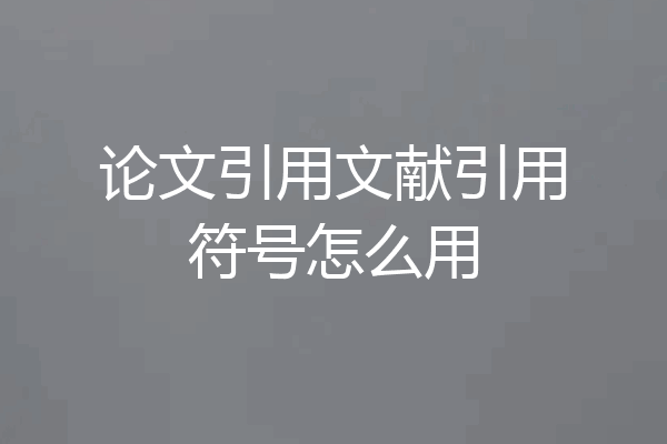 论文引用文献引用符号怎么用
