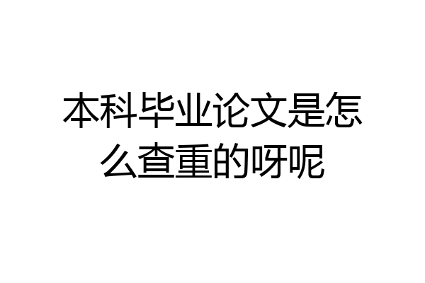 本科毕业论文是怎么查重的呀呢