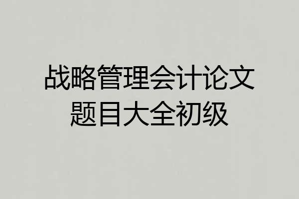 战略管理会计论文题目大全初级