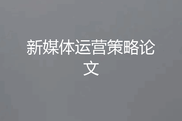 新媒体运营策略论文