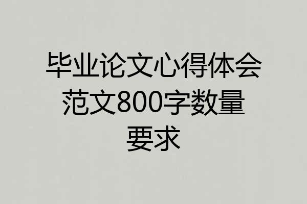 毕业论文心得体会范文800字数量要求