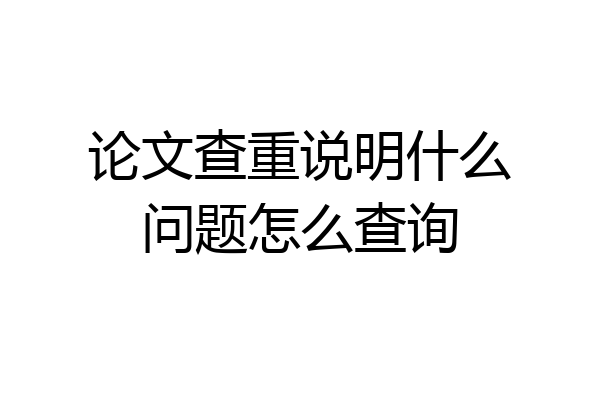 论文查重说明什么问题怎么查询