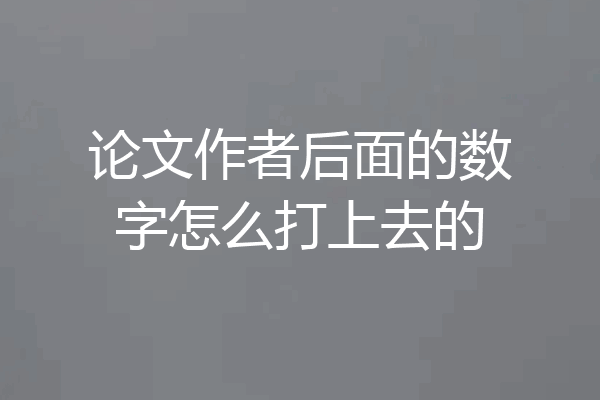 论文作者后面的数字怎么打上去的