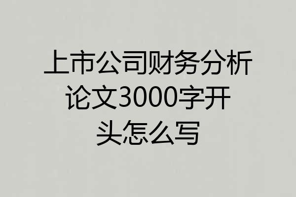 上市公司财务分析论文3000字开头怎么写
