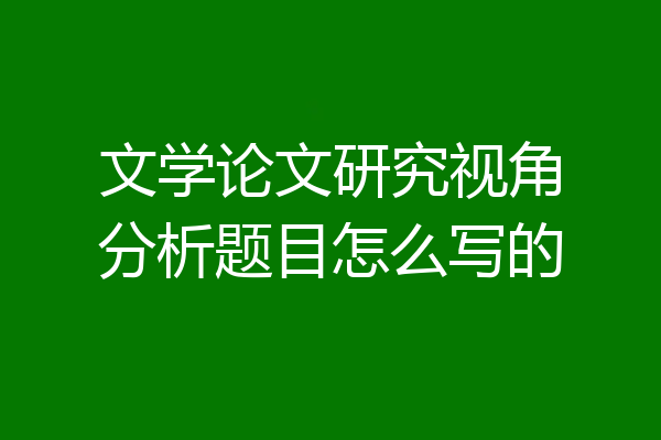 文学论文研究视角分析题目怎么写的
