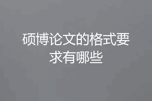 硕博论文的格式要求有哪些