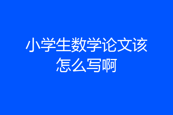 小学生数学论文该怎么写啊