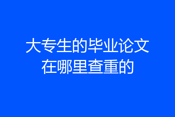 大专生的毕业论文在哪里查重的