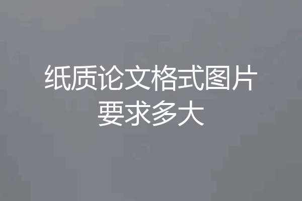 纸质论文格式图片要求多大