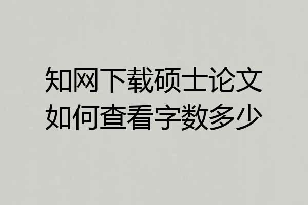 知网下载硕士论文如何查看字数多少