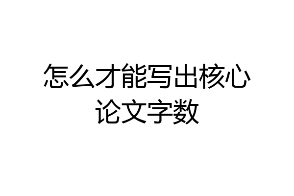 怎么才能写出核心论文字数