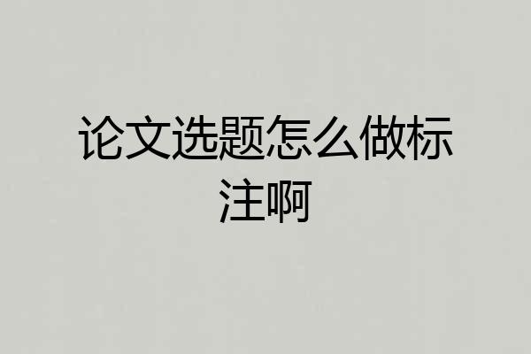 论文选题怎么做标注啊