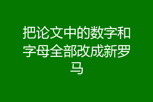 把论文中的数字和字母全部改成新罗马