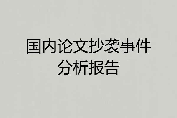 国内论文抄袭事件分析报告
