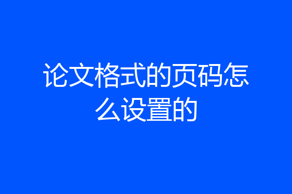 论文格式的页码怎么设置的