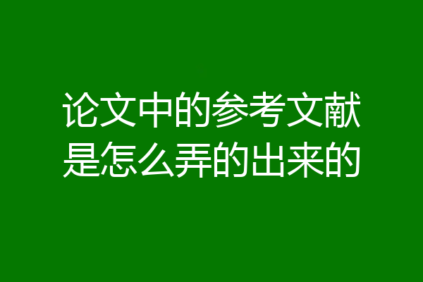 论文中的参考文献是怎么弄的出来的