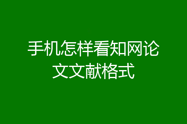 手机怎样看知网论文文献格式