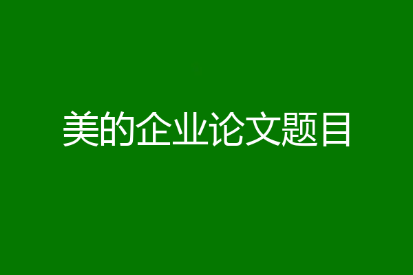 美的企业论文题目