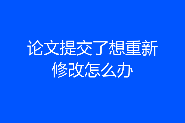 论文提交了想重新修改怎么办