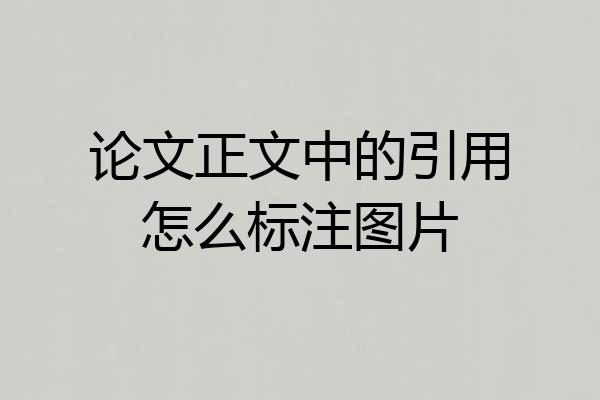 论文正文中的引用怎么标注图片