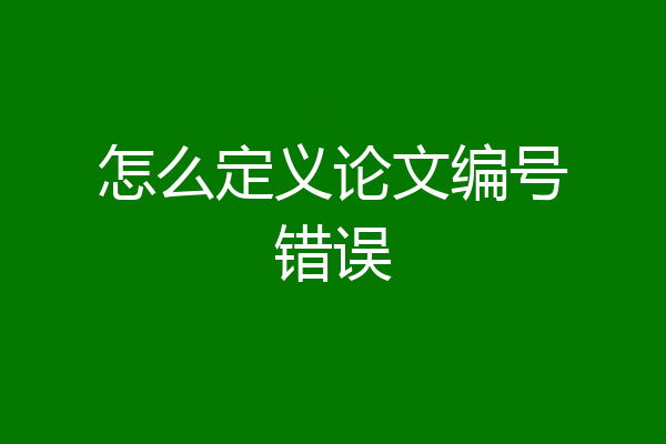 怎么定义论文编号错误