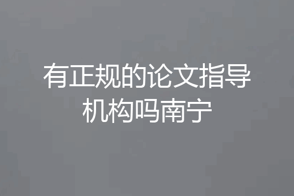 有正规的论文指导机构吗南宁