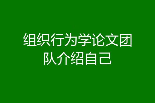 组织行为学论文团队介绍自己