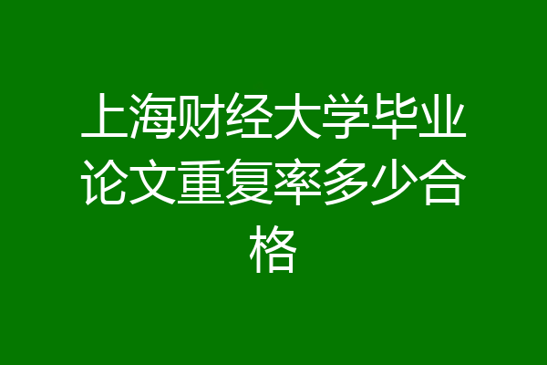 上海财经大学毕业论文重复率多少合格
